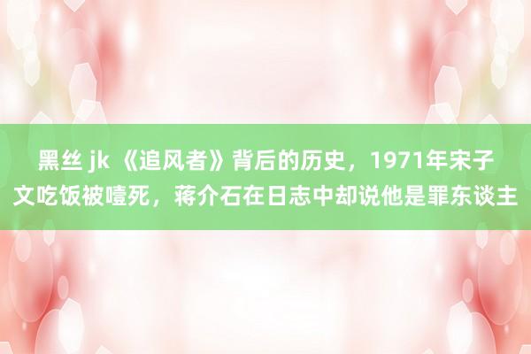 黑丝 jk 《追风者》背后的历史，1971年宋子文吃饭被噎死，蒋介石在日志中却说他是罪东谈主