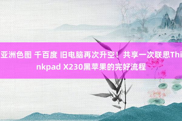 亚洲色图 千百度 旧电脑再次升空！共享一次联思Thinkpad X230黑苹果的完好流程
