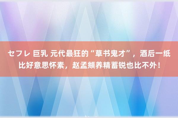 セフレ 巨乳 元代最狂的“草书鬼才”，酒后一纸比好意思怀素，赵孟頫养精蓄锐也比不外！
